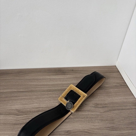 Streets Ahead Belt Black Leather Buckle Gold Sz Small❤️ - Picture 3 of 6